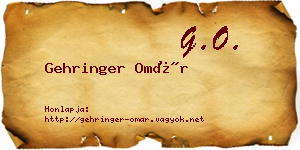 Gehringer Omár névjegykártya